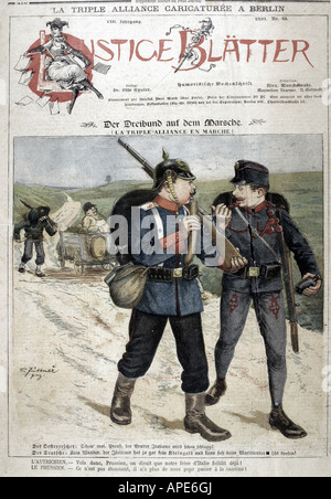 press/media, magazines, 'Le Petit Journal', Paris, 4. volume, number 162, illustrated supplement, Saturday 30 December 1893, illustration, 'The Triple Alliance on the march', , Stock Photo