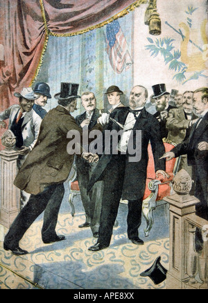 press/media, magazines, 'Le Petit Journal', Paris, 12. volume, number 566, illustrated supplement, Sunday 22 September 1901, illustration, 'Assassination of the American president McKinley', , Stock Photo