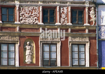 Stuccowork, Burgher Houses, Zamosc, Lublin Region, Poland Stock Photo