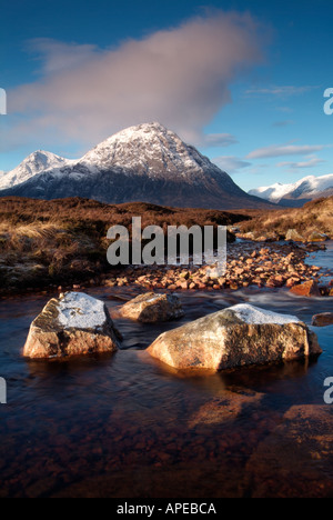 Buachaille Etive Mor at dawn Ranoch Moor Glen Coe Highlands Scotland Stock Photo