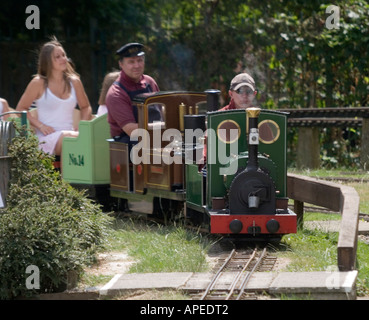 Public train rides in Ridgeway Park North Chingford given by the Chingford and District Model Engineering Club. North East Londo Stock Photo