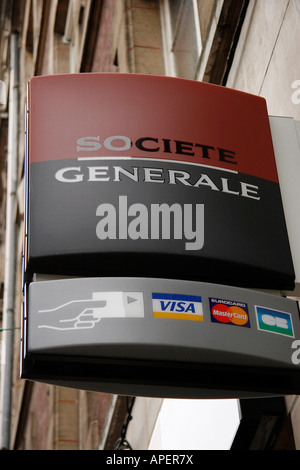 A Societe Generale bank sign in Rouen Seine Maritime France Stock Photo