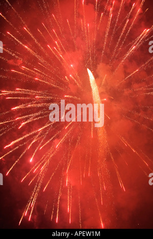 View of fireworks glittering in the sky. Stock Photo
