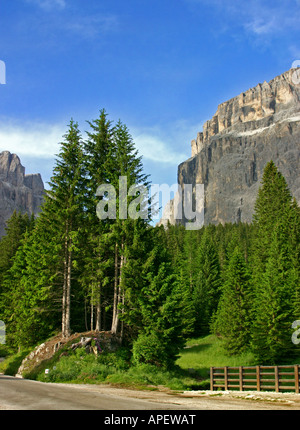 Sella Massif from Pordoi Pass, Dolomites, Italy Stock Photo