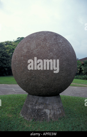 Pre-Columbian stone sphere at the National Museum of Costa Rica in San Jose, Costa Rica Stock Photo