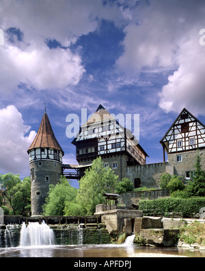 DE - BADEN-WÜRTTEMBERG: The Castle at Balingen and River Eyach Stock Photo