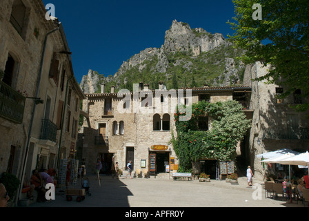 Place de la liberté in St-Guilhem le desert Stock Photo