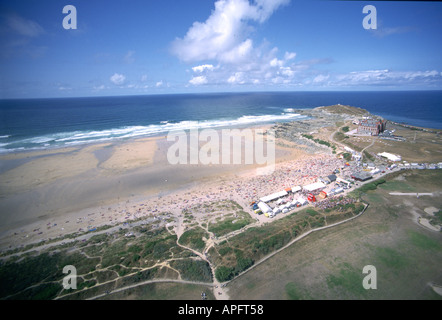 Fistral Beach and headland hotel Newquay UK Stock Photo