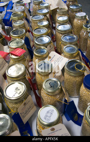 Entries into an agricultural competition at the Utah State Fair in Salt Lake City, Utah, USA. Many ribbons were awarded. Stock Photo