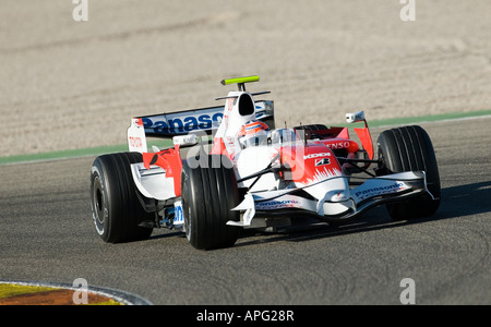 Timo GLOCK (GER) in the Toyota TF108 dracecar during Formula 1 Tests on Circuit Ricardo Tormo Stock Photo