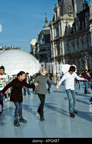 skating ice paris france ring alamy street teens rink trocadero skaters jardin