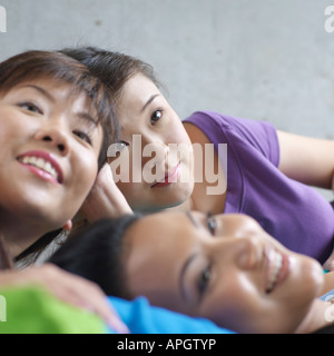Close-up of three young women Stock Photo