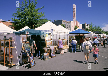 A summer festival and arts and crafts fair in the historic downtown section of Bend Oregon Stock Photo
