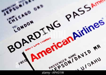 American Airlines flight boarding passes Stock Photo - Alamy