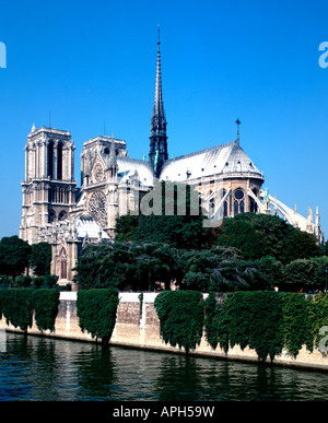 EU FR France Region Ile de France Paris 4 Arrondissement The Cathedral of Notre Dame de Paris The Seine river Medium format more Stock Photo