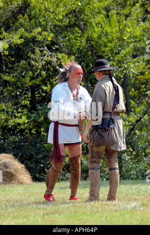 Daniel Boone and Chief Blackfish at the siege of Boonesborough Stock Photo