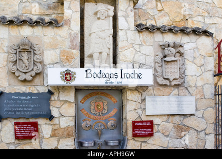 Wine fountain provided for pilgrims on the Camino de Santiago, at Bodegas Irache Stock Photo