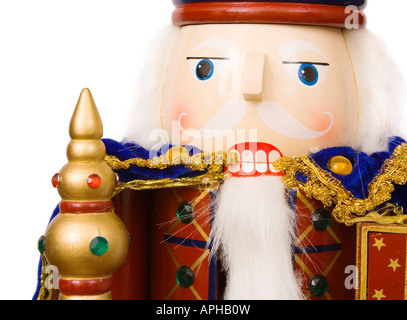 A traditional Christmas nutcracker ornament isolated on white Stock Photo