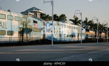 double decker Tri rail commuter train at Fort Lauderdale station  November 2007 Stock Photo