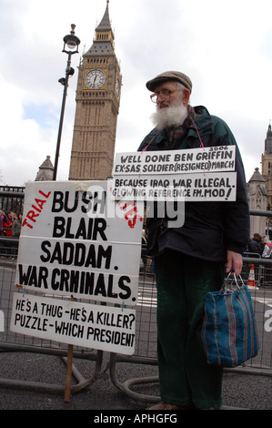 Older man on Stop War in Iraq Demo. Stock Photo