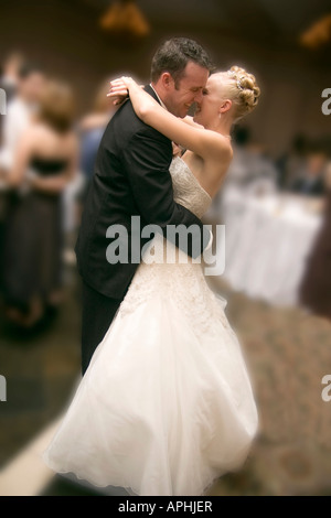 Bride and groom dancing Stock Photo