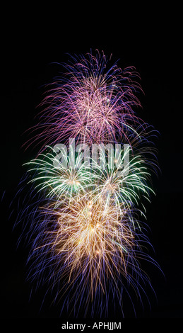 Amazing display of fireworks with copy space above Stock Photo