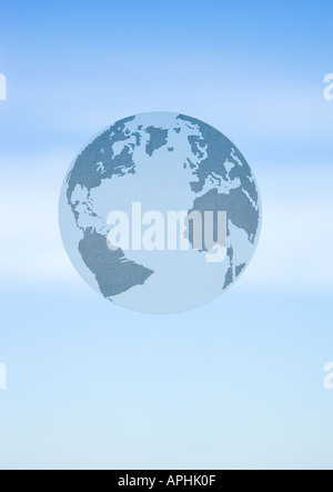 Planet Earth – frosted image in blue sky. View of the Atlantic Rim. Blue open skies in the background Stock Photo