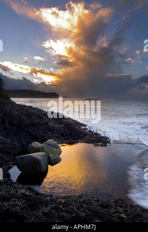 Sunset over the Straights of Juan de Fuca, Salt Creek State Park, Olympic Peninsula, Washington Stock Photo