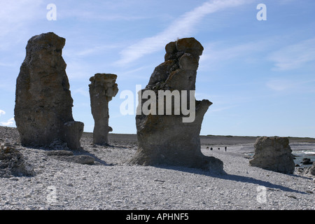 Limestone formations at Langhammar on the island of Gotland in Sweden Stock Photo