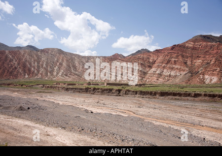 Silk Route China Tien Xinjiang Provence Tien Shan mountains or Celestial Mountains Red or Kashgar River Stock Photo