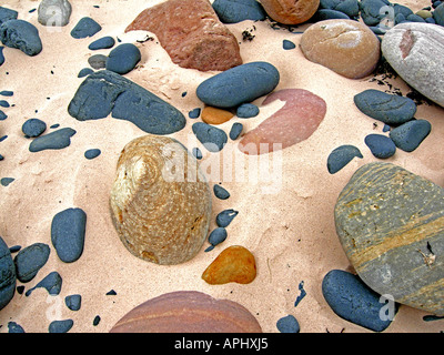 Coloured rocks and pebbles on the  Burnmouth beach at Rackwick on the  island of Hoy Orkney Scotland Stock Photo