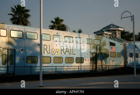 double decker Tri rail commuter train at Fort Lauderdale station  November 2007 Stock Photo