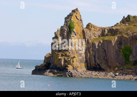 Lydstep Haven and Lydstep Point in Pembrokeshire Wales Stock Photo