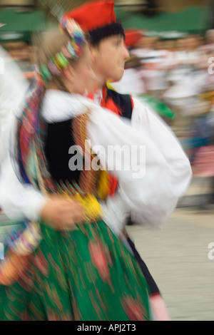 Boy and girl dancing in Krakow National Costume Krakow Poland Stock Photo