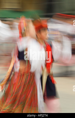 Boy and girl dancing in Krakow National Costume Krakow Poland Stock Photo