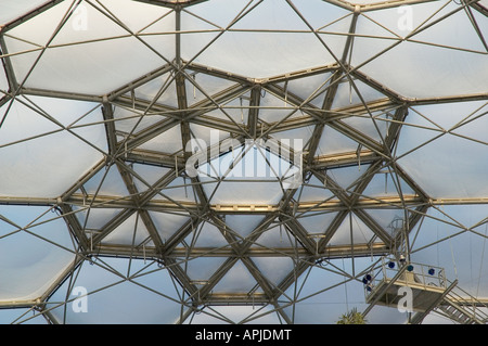 an abstract view from the inside, of the roof of the glass biome at the eden project in cornwall,england Stock Photo