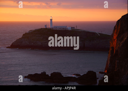 South Stack Lighthouse at Sunset Stock Photo