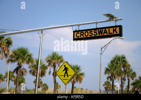 Crosswalk and Pedestrian Crossing Street sign Clearwater Beach Orlando Florida United States of America Stock Photo