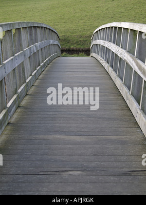 Wooden footbridge over the River Neet, Bude, Cornwall, U.K Stock Photo