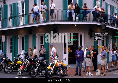 New Orleans Bourbon Street Bikes Music Cajun bar Stock Photo