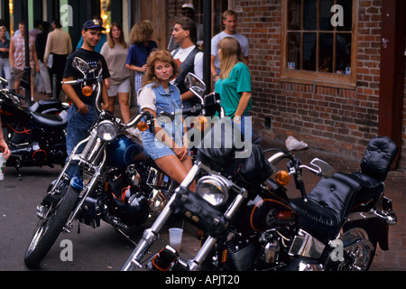 New Orleans Bourbon Street motorcycles motorbikes Stock Photo