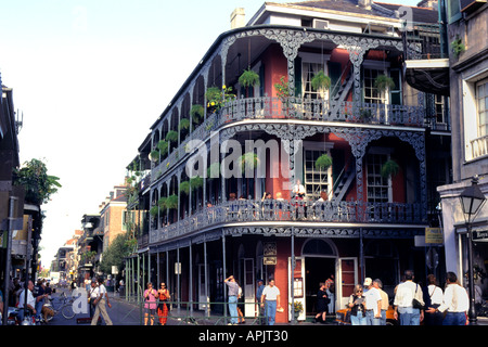 New Orleans Bourbon Street  balcony House People Stock Photo