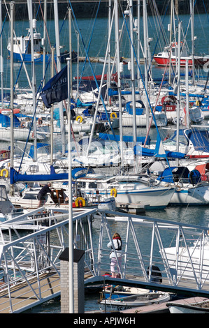 Yachts in Holyhead Marina Stock Photo