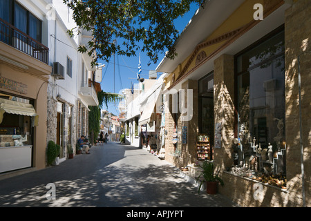 Shops on Main Street, Mountain Village of Kritsa, near Agios Nikolaos, North East Coast, Crete, Greece Stock Photo