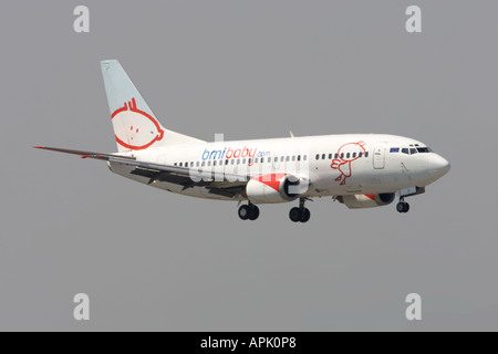 Aeroplane commercial passenger civil aviation BMI Baby Boeing 737 Stock Photo