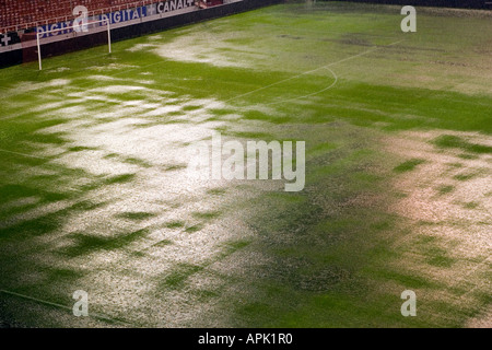 View of Sanchez Pizjuan stadium belonging to Sevilla FC under a heavy downpour Stock Photo