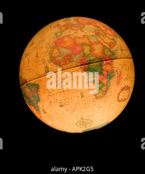 Lighted desk globe showing Africa and Europe Stock Photo