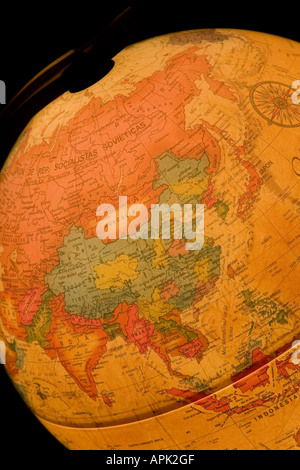 Cut out of a desk globe showing Asia Stock Photo