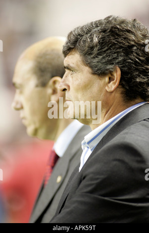 Jose Maria del Nido (left) and Juande Ramos (right), president and coach of Sevilla FC on 18 March 2007, Seville, Spain Stock Photo