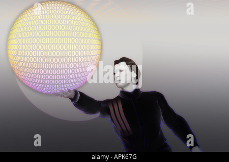Man holding a binary sphere Stock Photo - Alamy